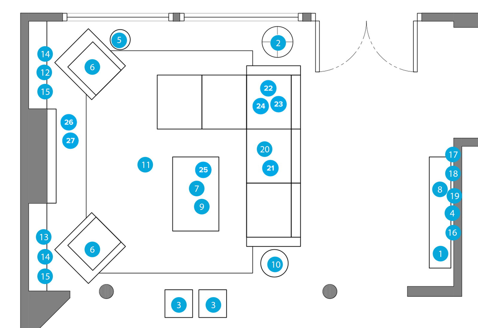 Online Designer Living Room Floorplan