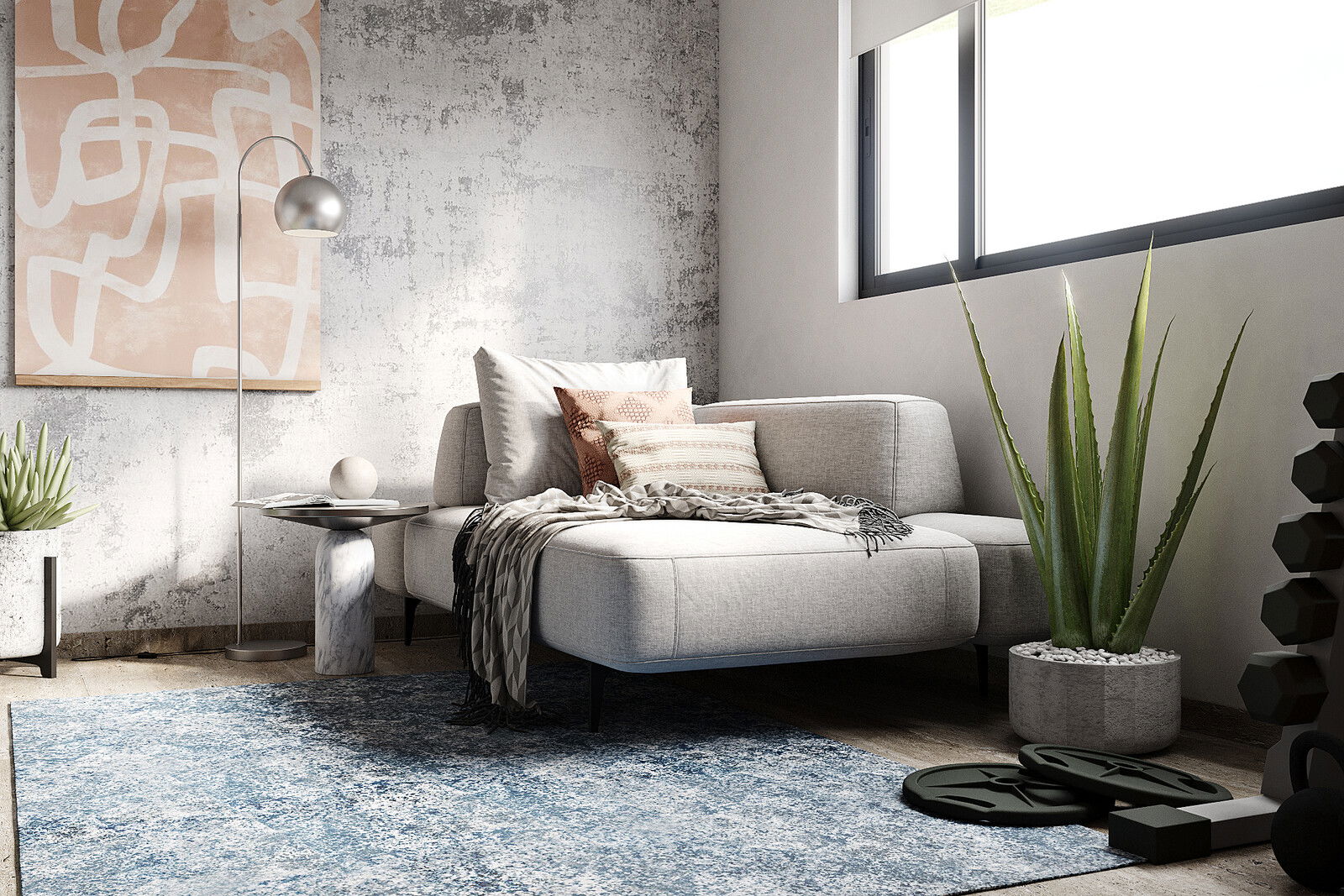Classy Interior Design Home Officce With Blue Accent Pieces