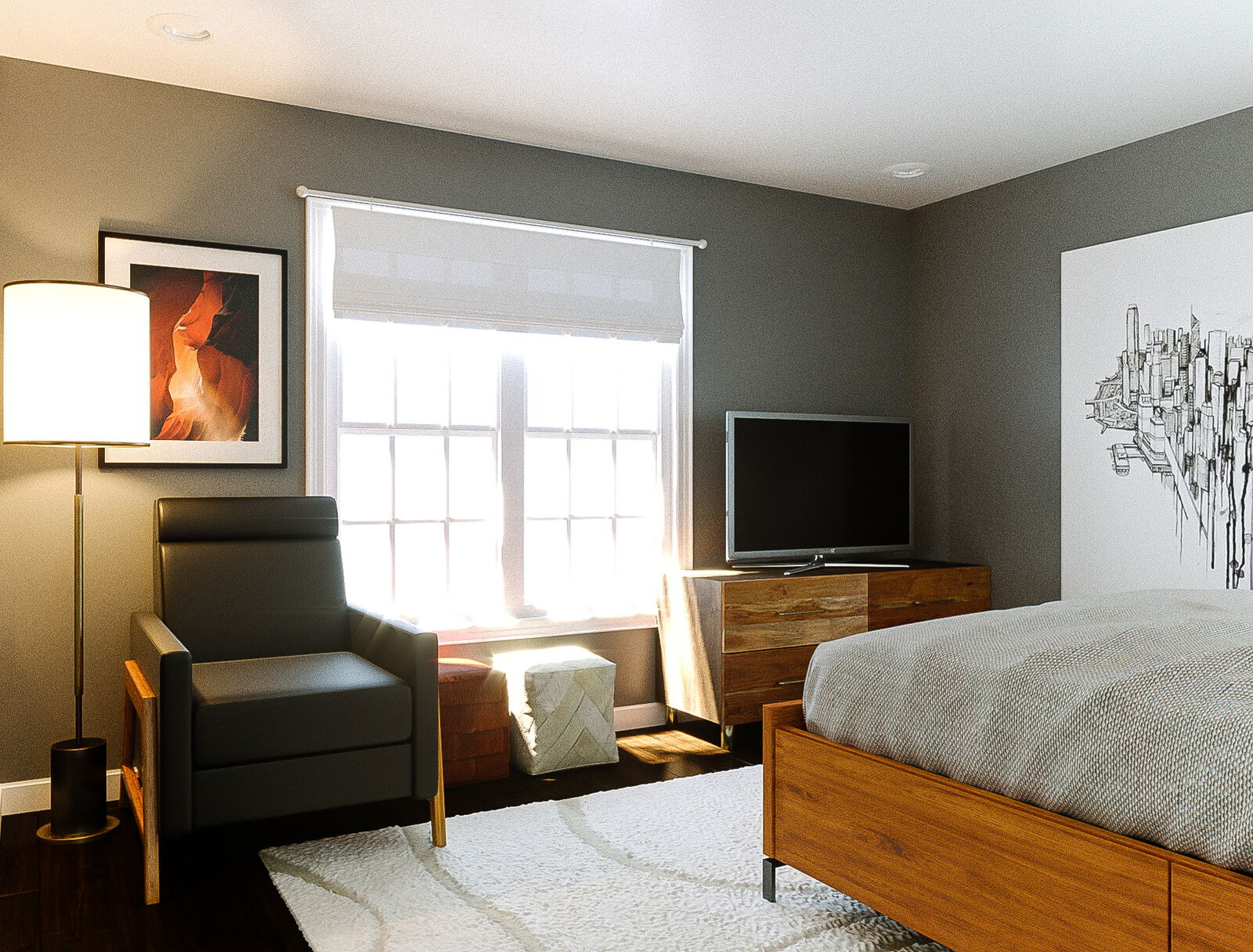 Online Designer Bedroom 3D Model 2