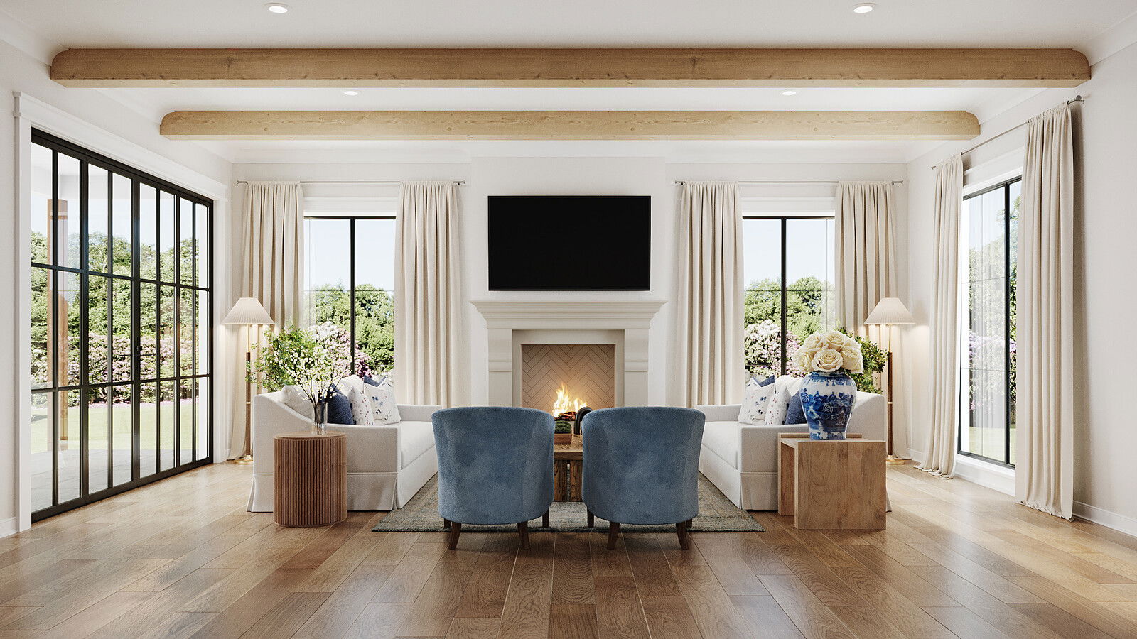 Sophisticated Living Room & Bedroom Remodel Rendering thumb