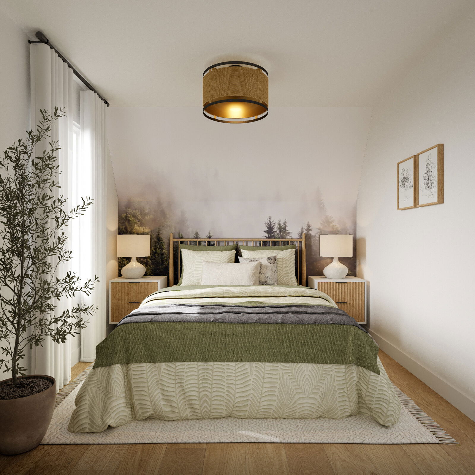 A Frame Cabin Interior Design Rendering thumb