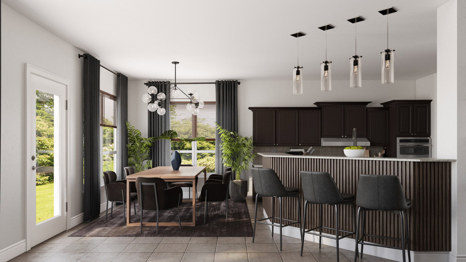 Renderización de diseño de hogar moderno y sofisticado