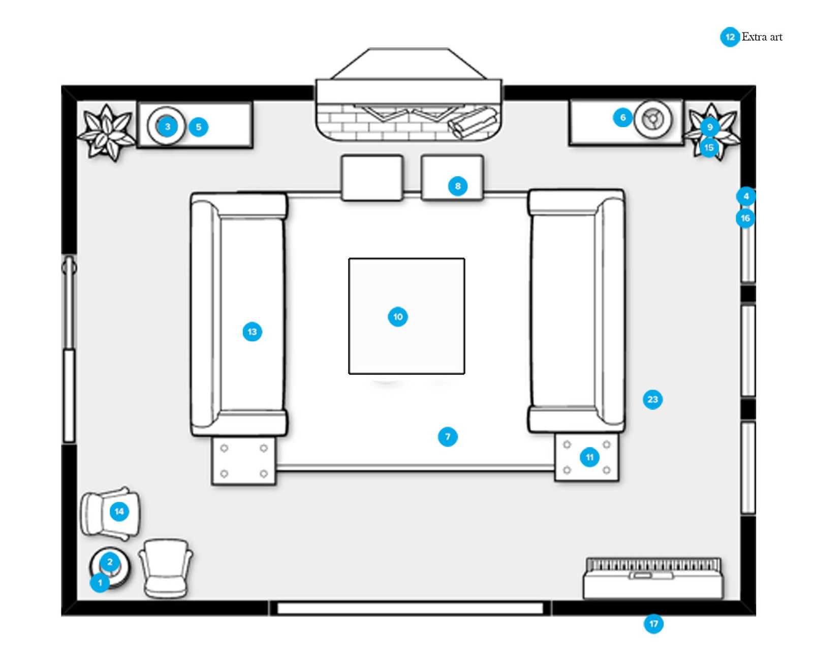 Online Designer Living Room Floorplan