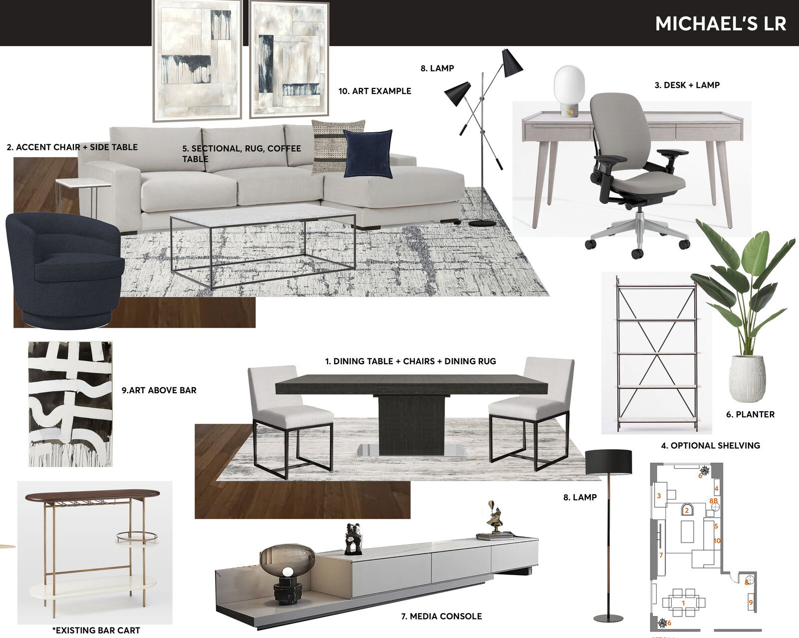 Chic Modern Living & Dining Room Design | Decorilla