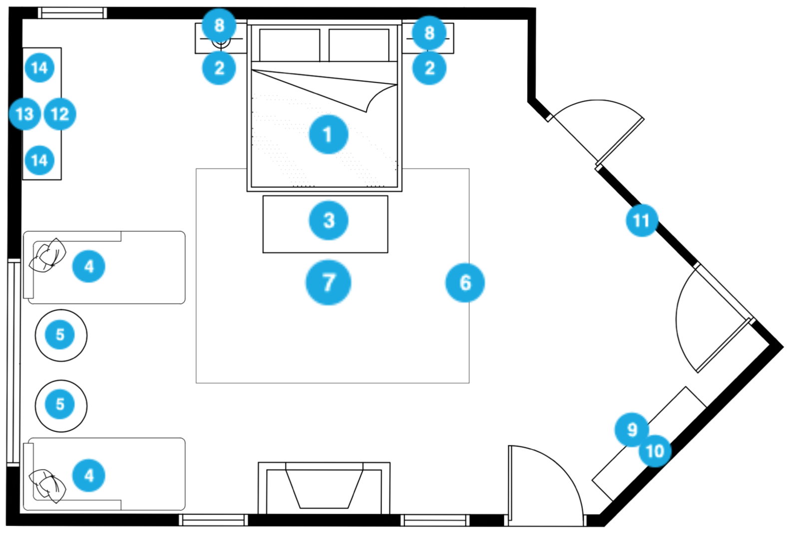 Online Designer Bedroom Floorplan