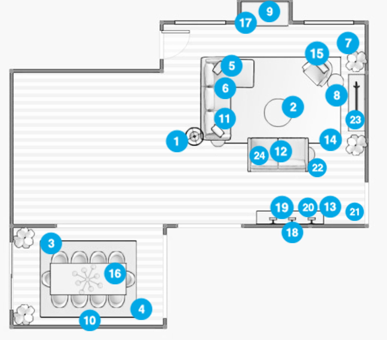 Online Designer Combined Living/Dining Floorplan