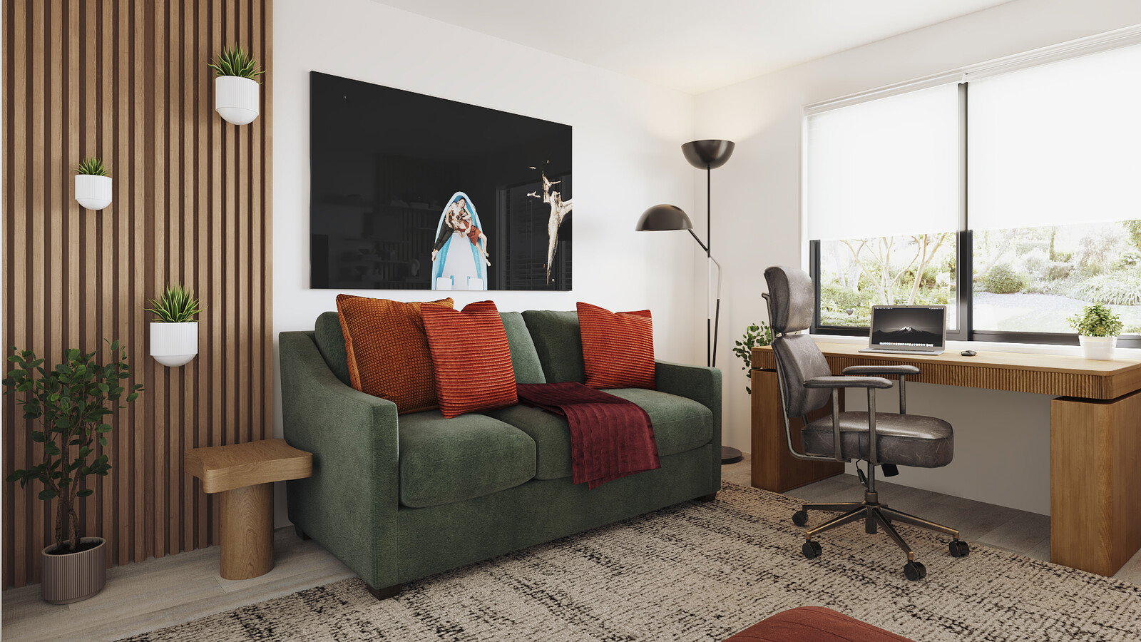 Moderno Fresco y Cómodo Hogar Inspirado en la Naturaleza Renderizado miniatura