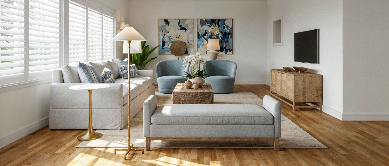 Classic Coastal Living Room Interior Design | Decorilla