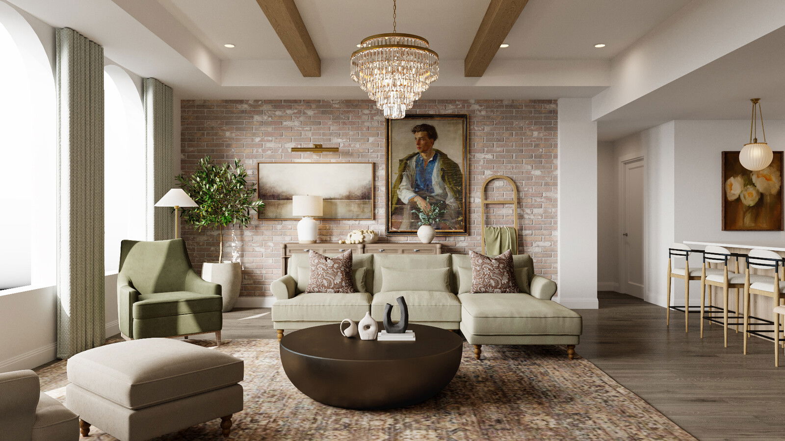 Online Designer Combined Living/Dining 3D Model 4