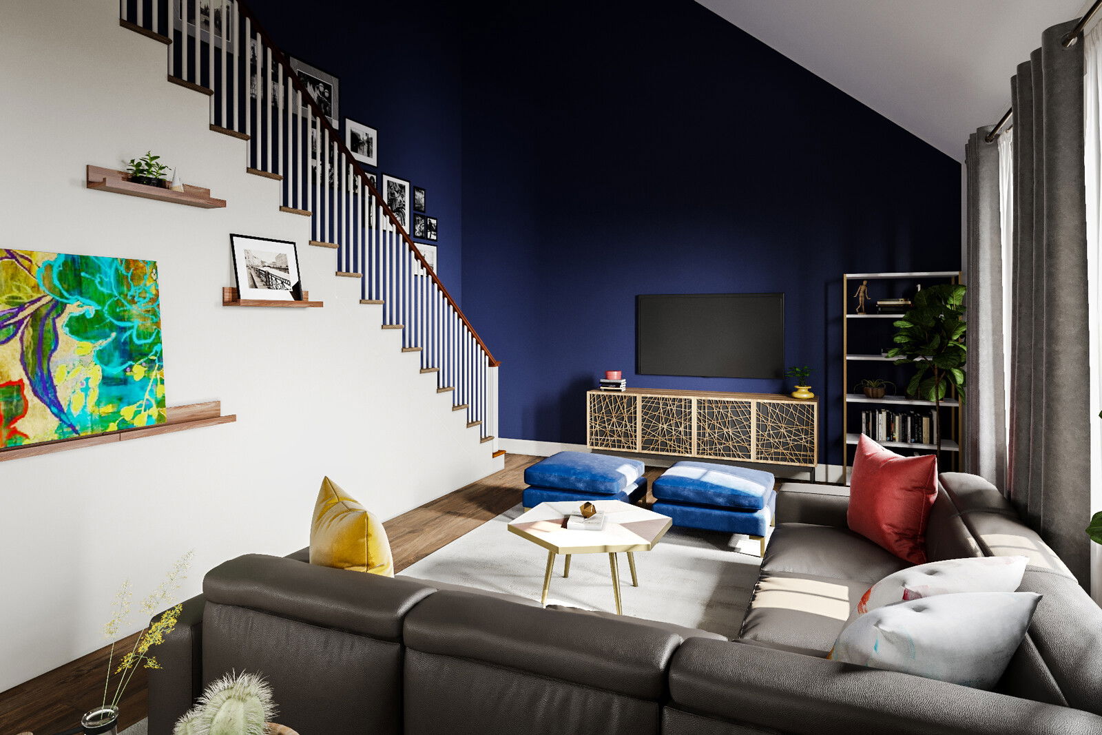 Renderizado de Transformación de Hogar de Estilo Transicional