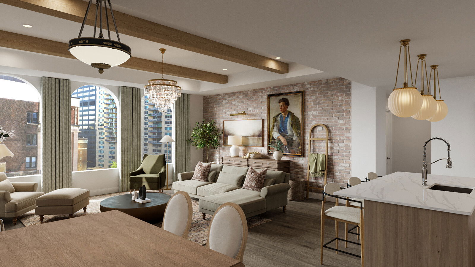 Online Designer Combined Living/Dining 3D Model 2