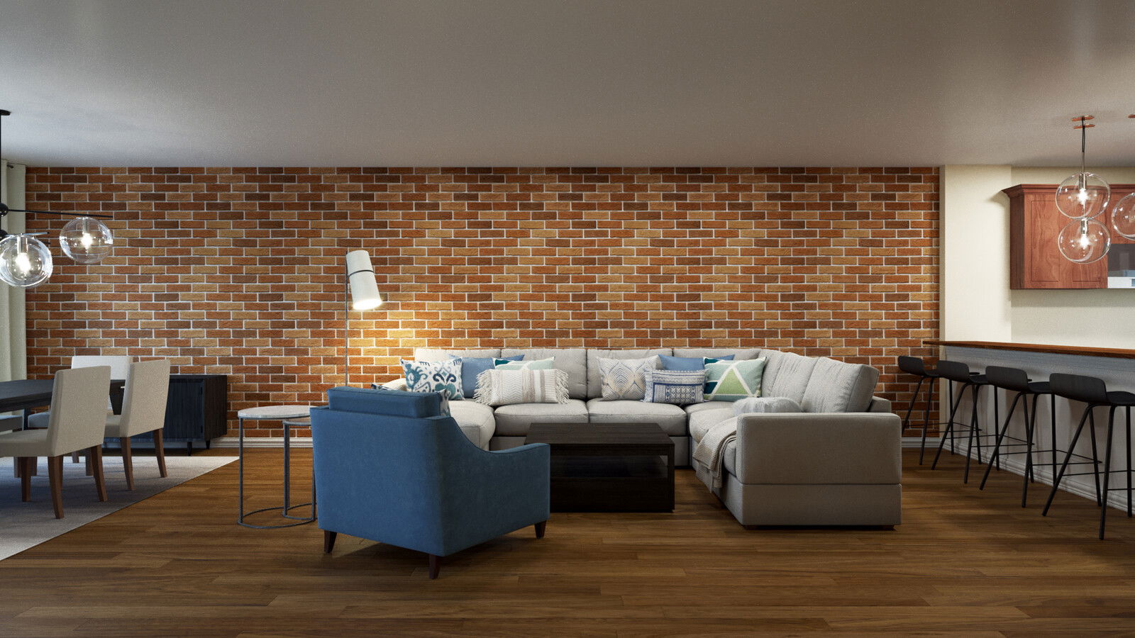 Online Designer Combined Living/Dining 3D Model 1