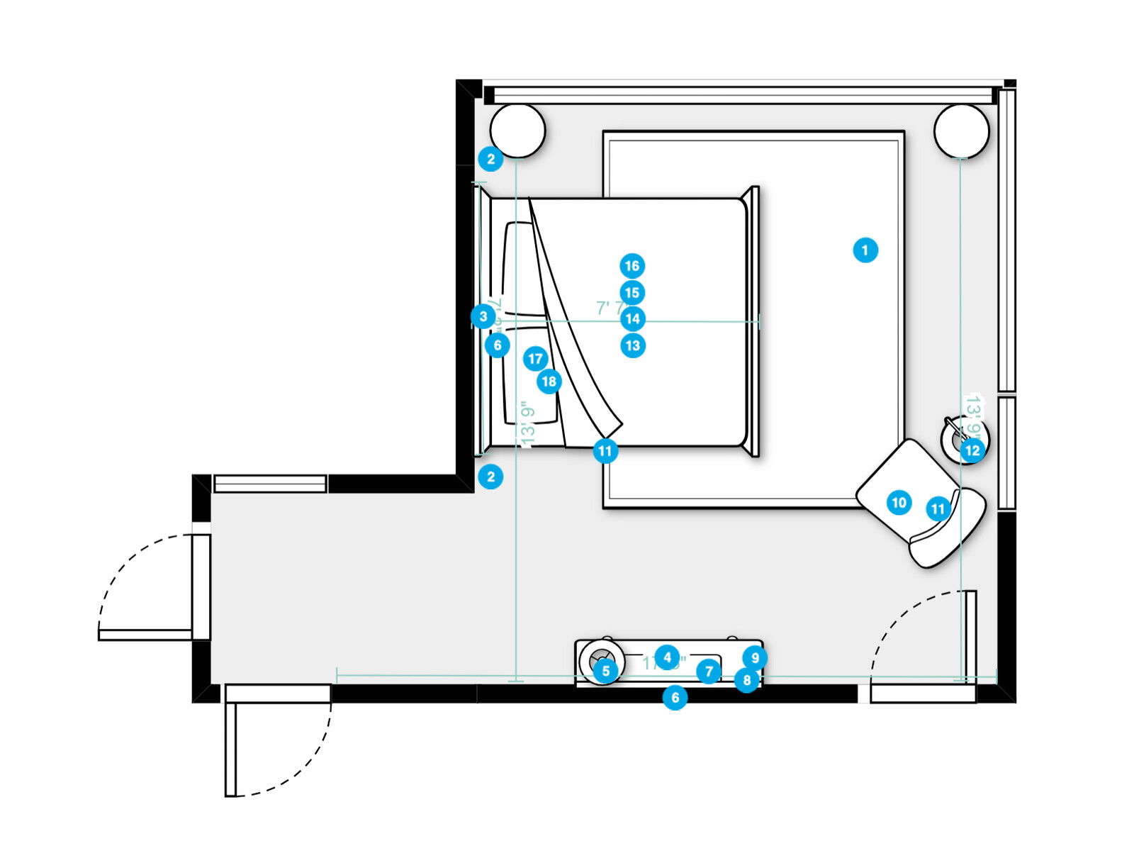 Plano del Dormitorio del Diseñador en Línea