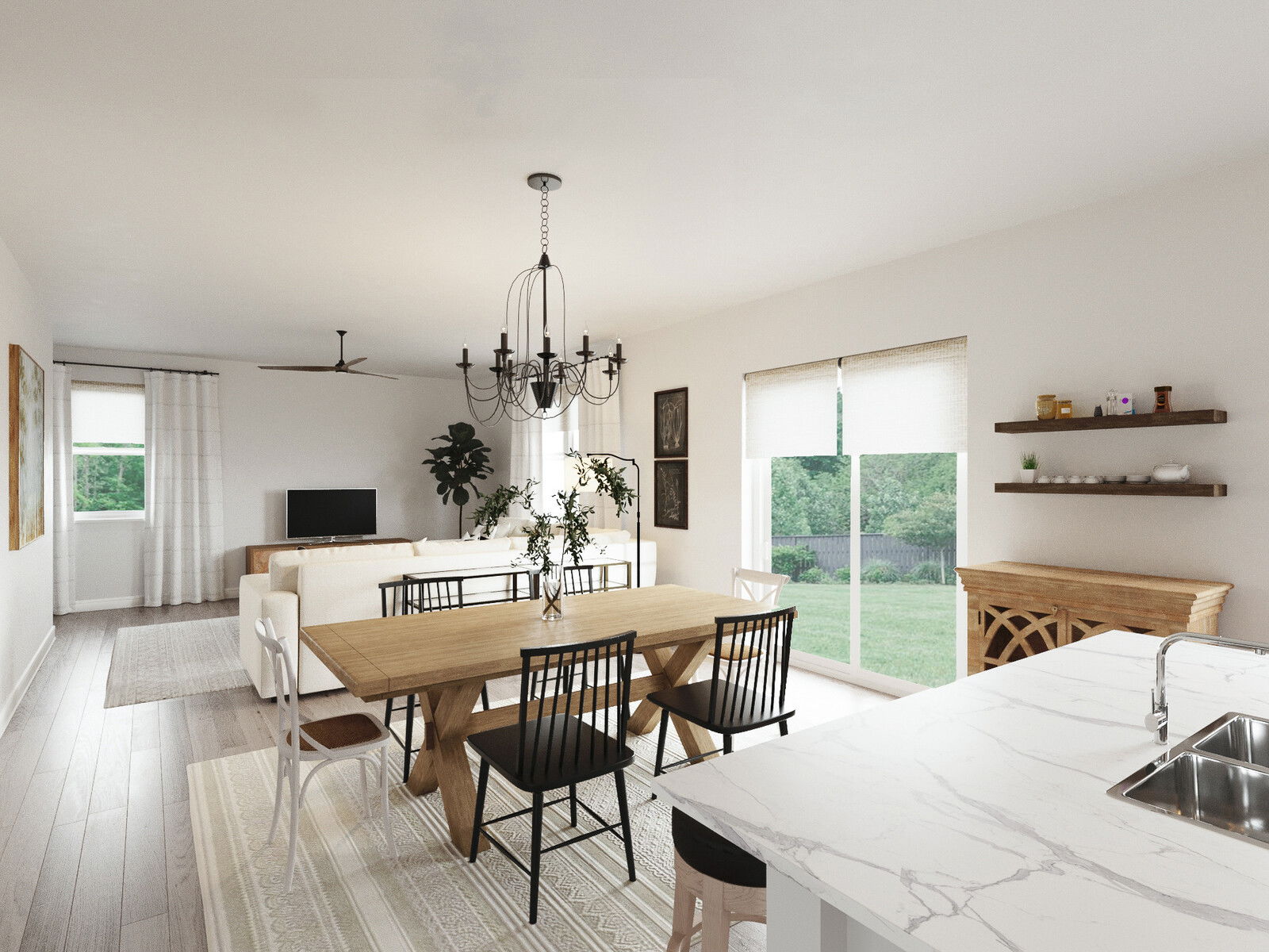 Online Designer Combined Living/Dining 3D Model 2