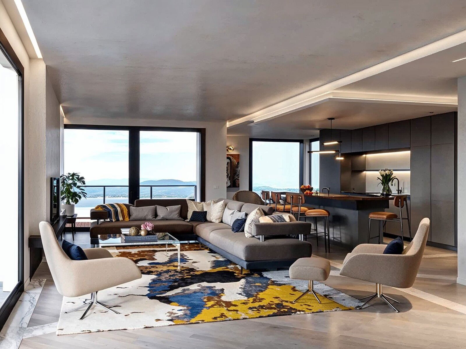 Muestras de diseño interior de combinación de Sala de Estar y Comedor 1