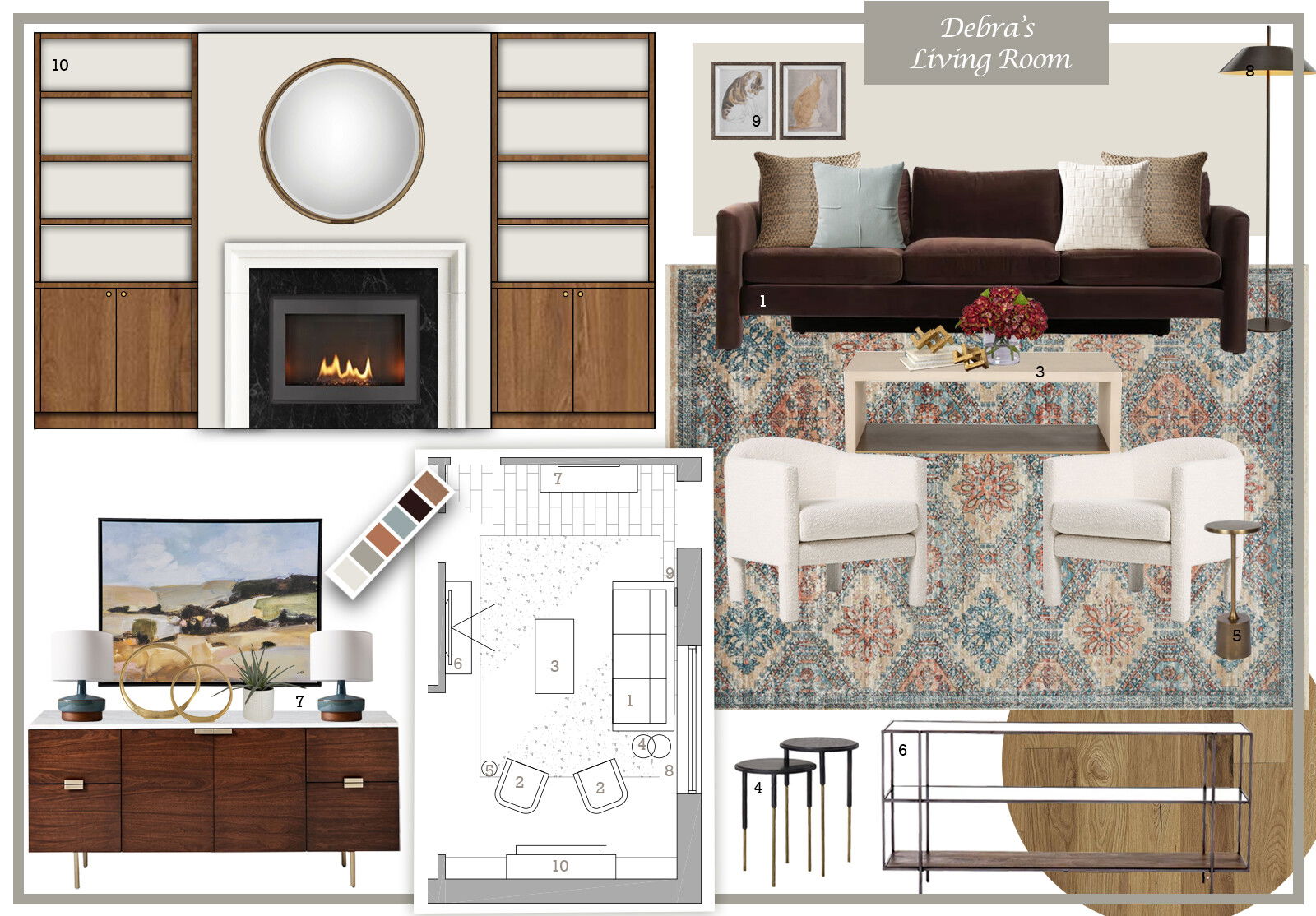 Ideas de diseño interior para sala de estar de diseñador en línea