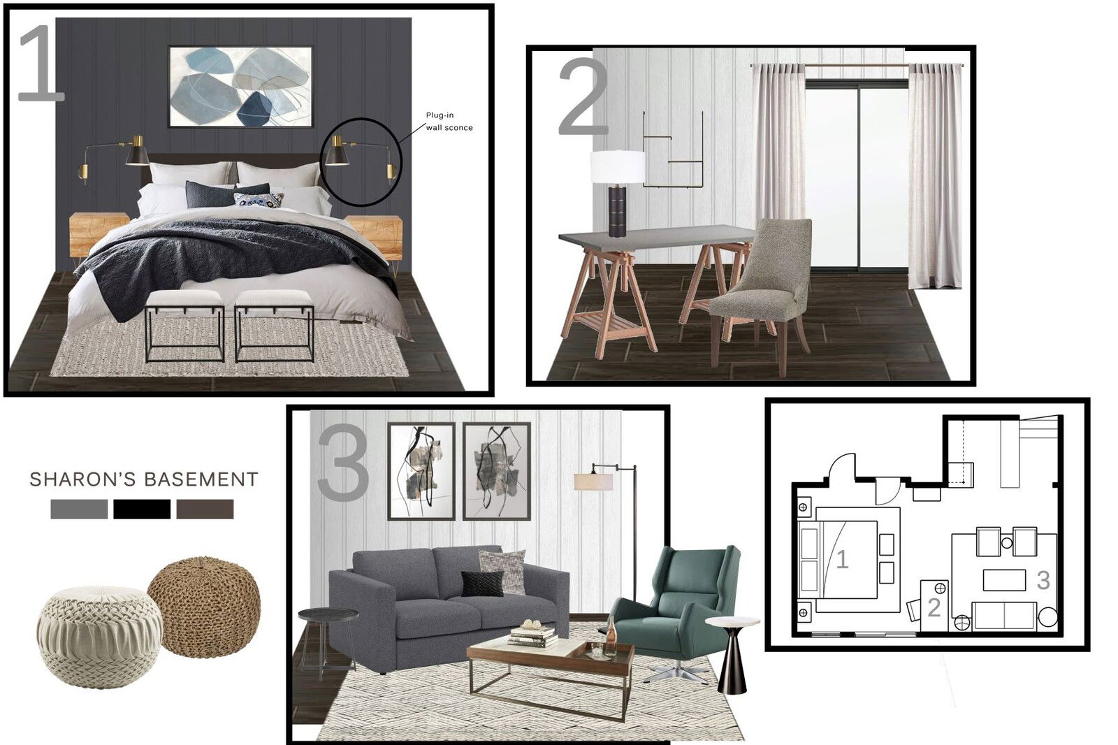 Cozy and Comfortable Basement Design Vera B. Moodboard 2 thumb
