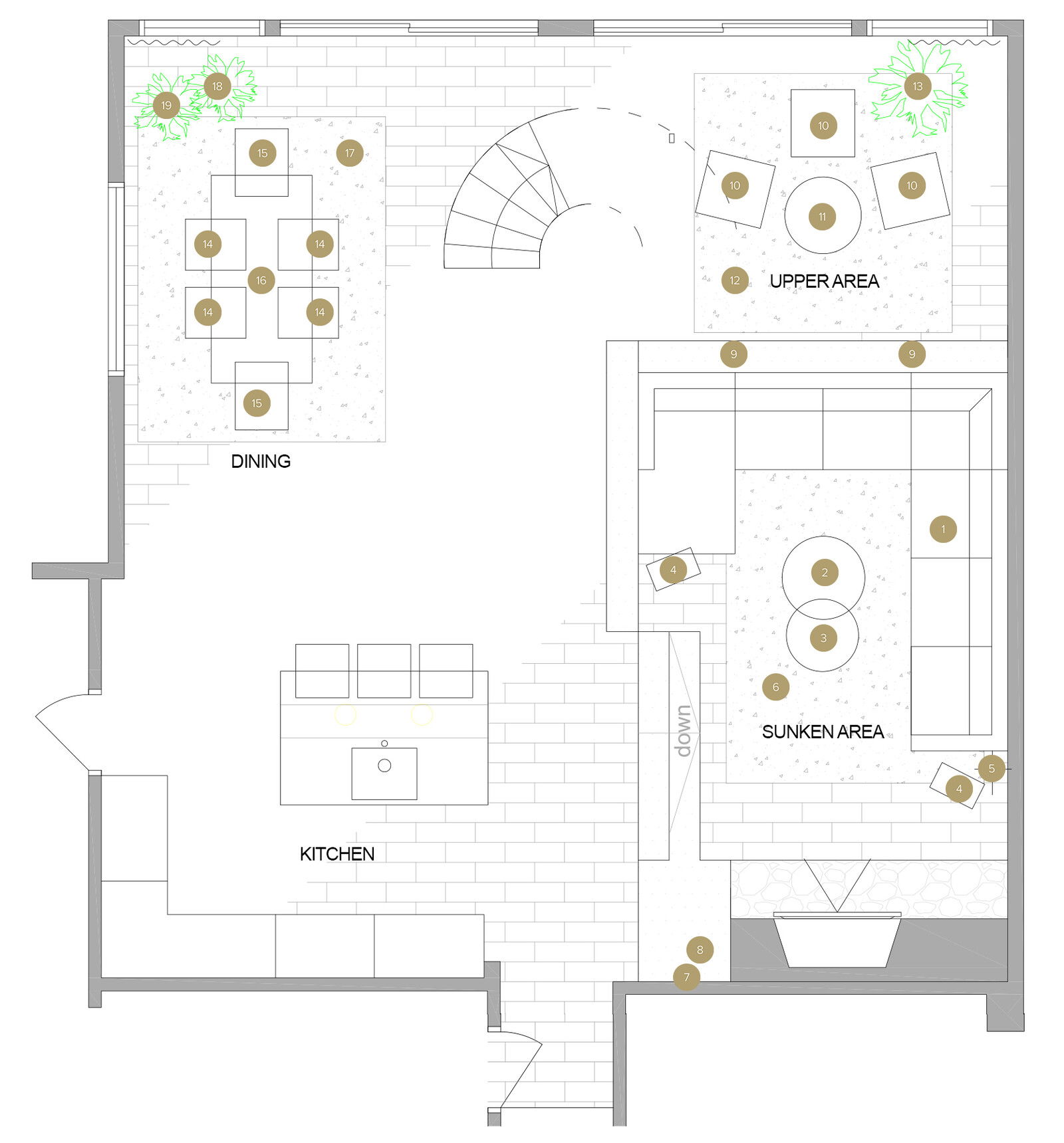 Online Designer Combined Living/Dining Floorplan