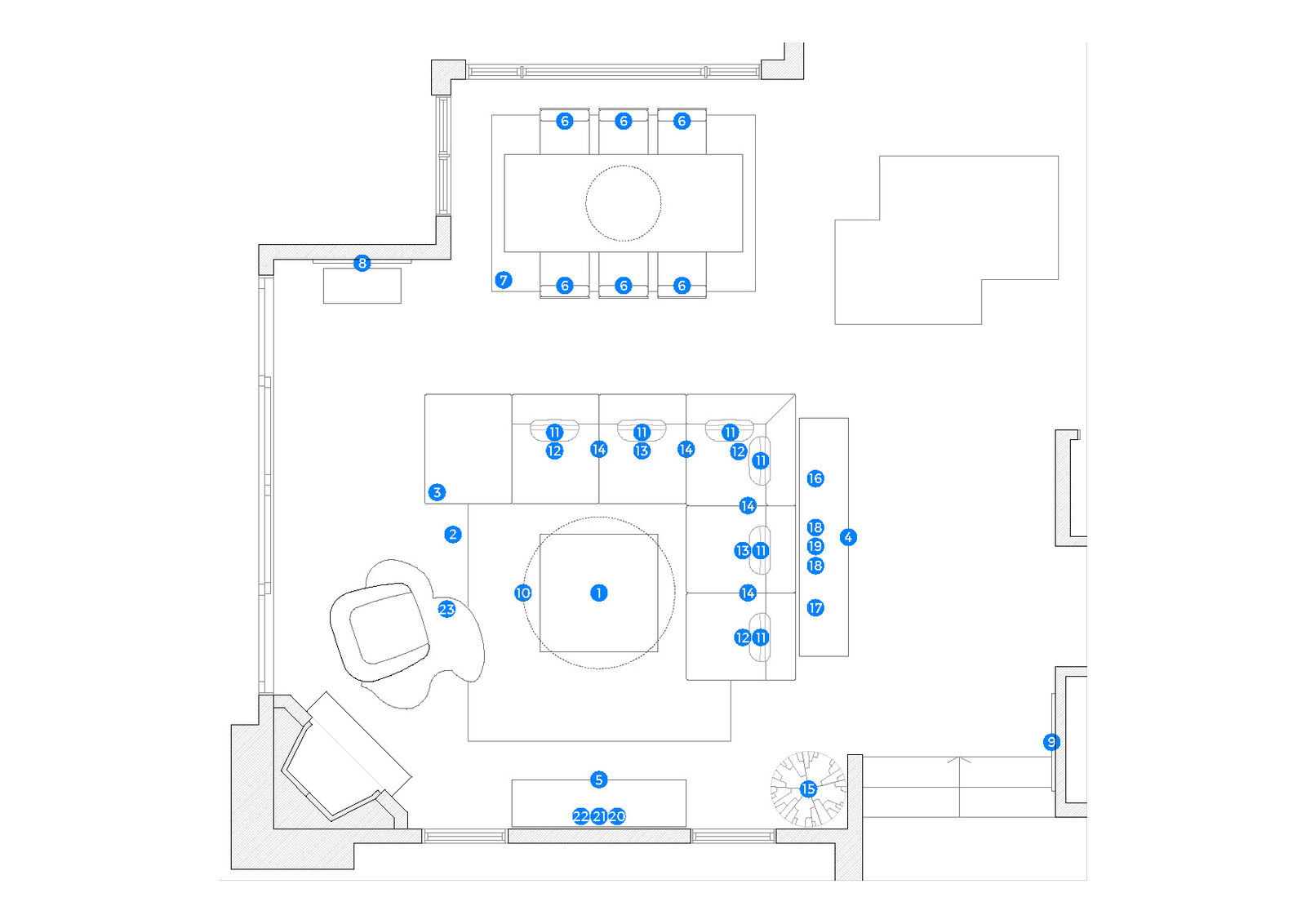 Online Designer Combined Living/Dining Floorplan