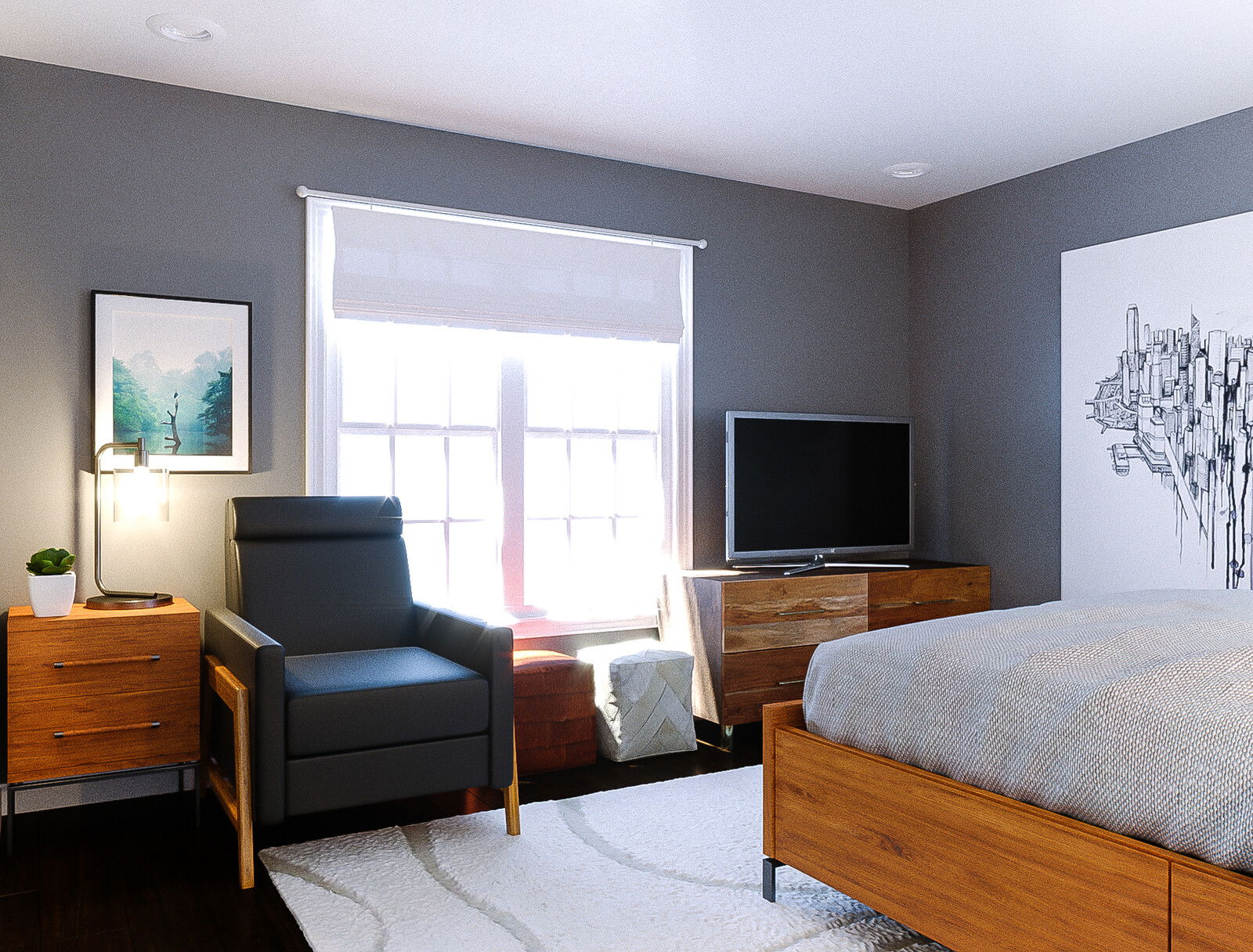 Online Designer Bedroom 3D Model 4