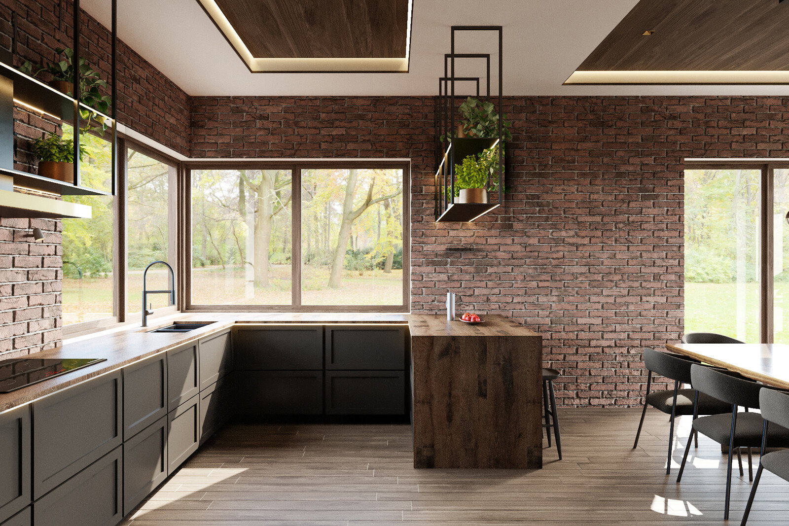 Modern Japanese Influenced Home Design with Cozy Vibes Rendering thumb