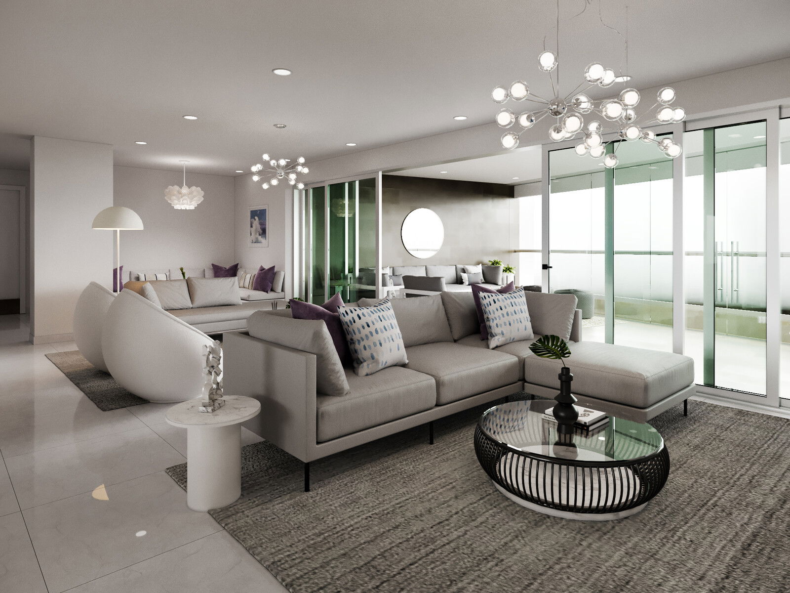 Renderización de Acentos Turquesa para Apartamento de Alta Gama thumb