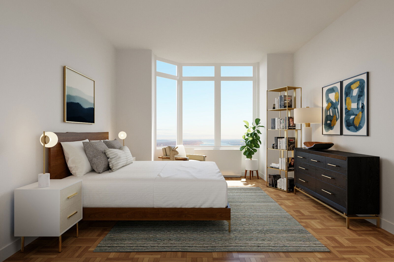 Modern & Fresh Living & Dining Room Rendering thumb