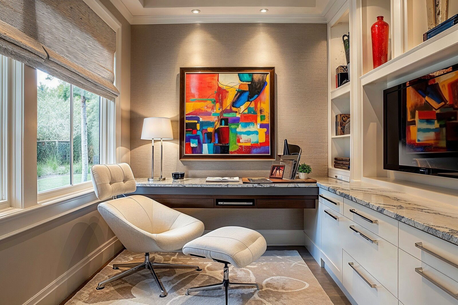 Contemporary Artful Home Office Decorating and Design