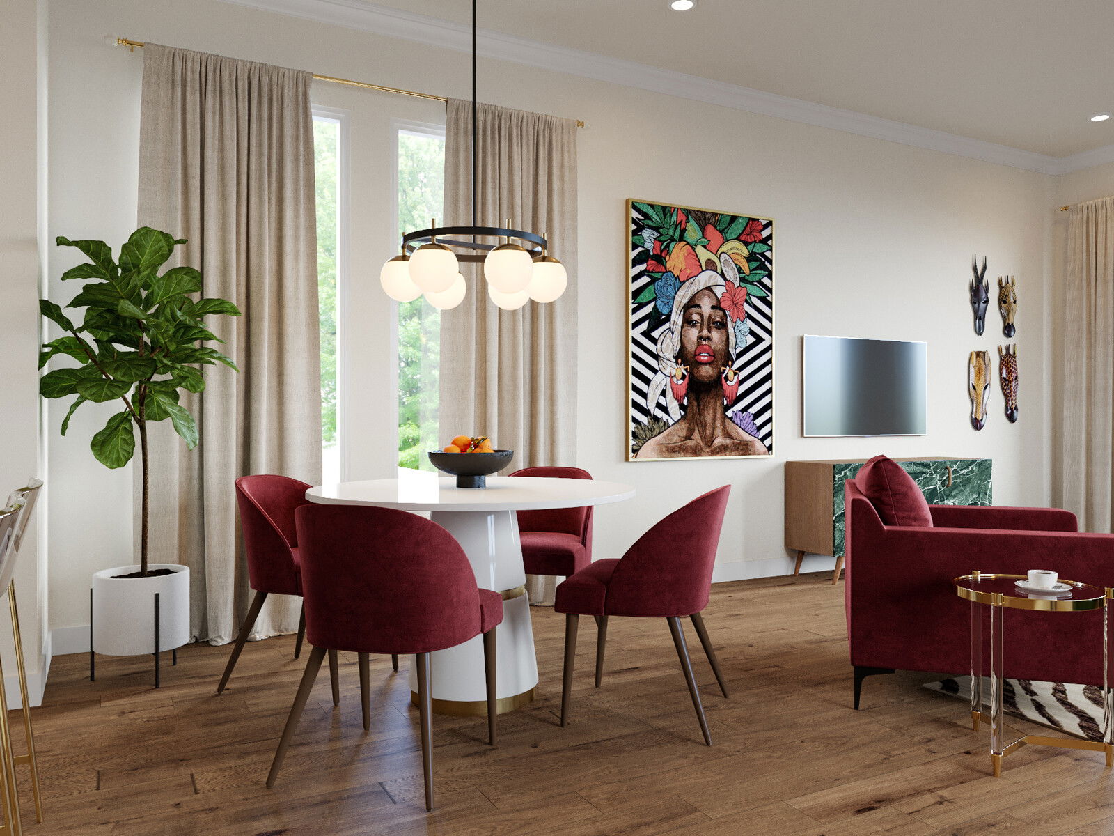 Bold Contemporary Living & Dining Room