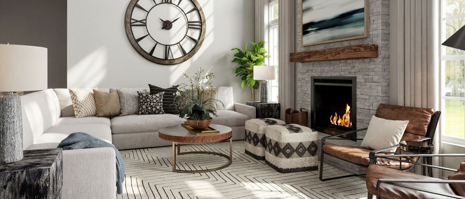 Transitional Great Room with Modern Accents ... | Decorilla