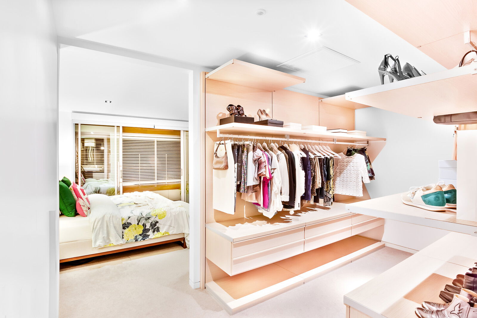 Clutter-free Closet in Glam Bedroom Interior Design