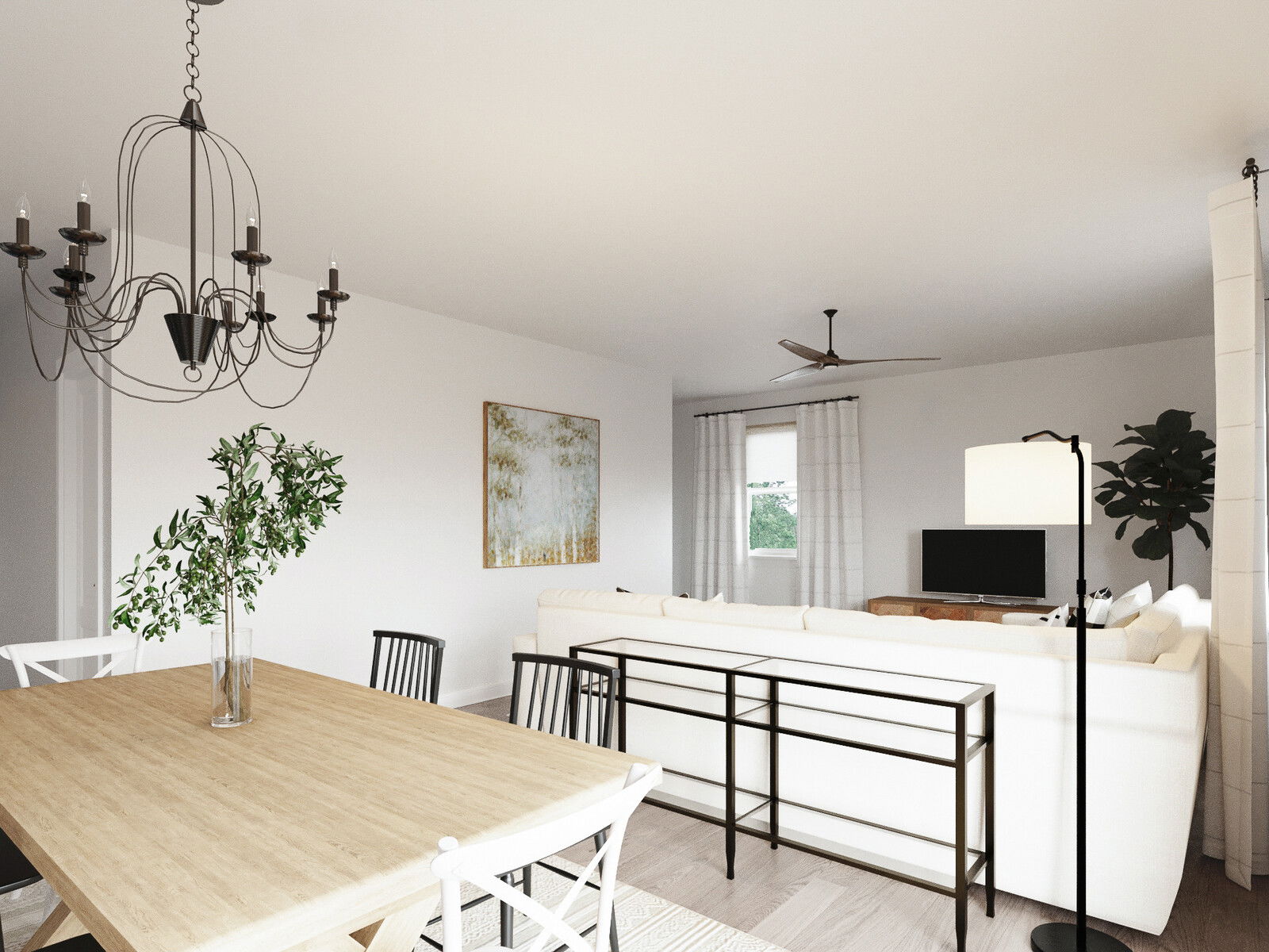 Online Designer Combined Living/Dining 3D Model 4