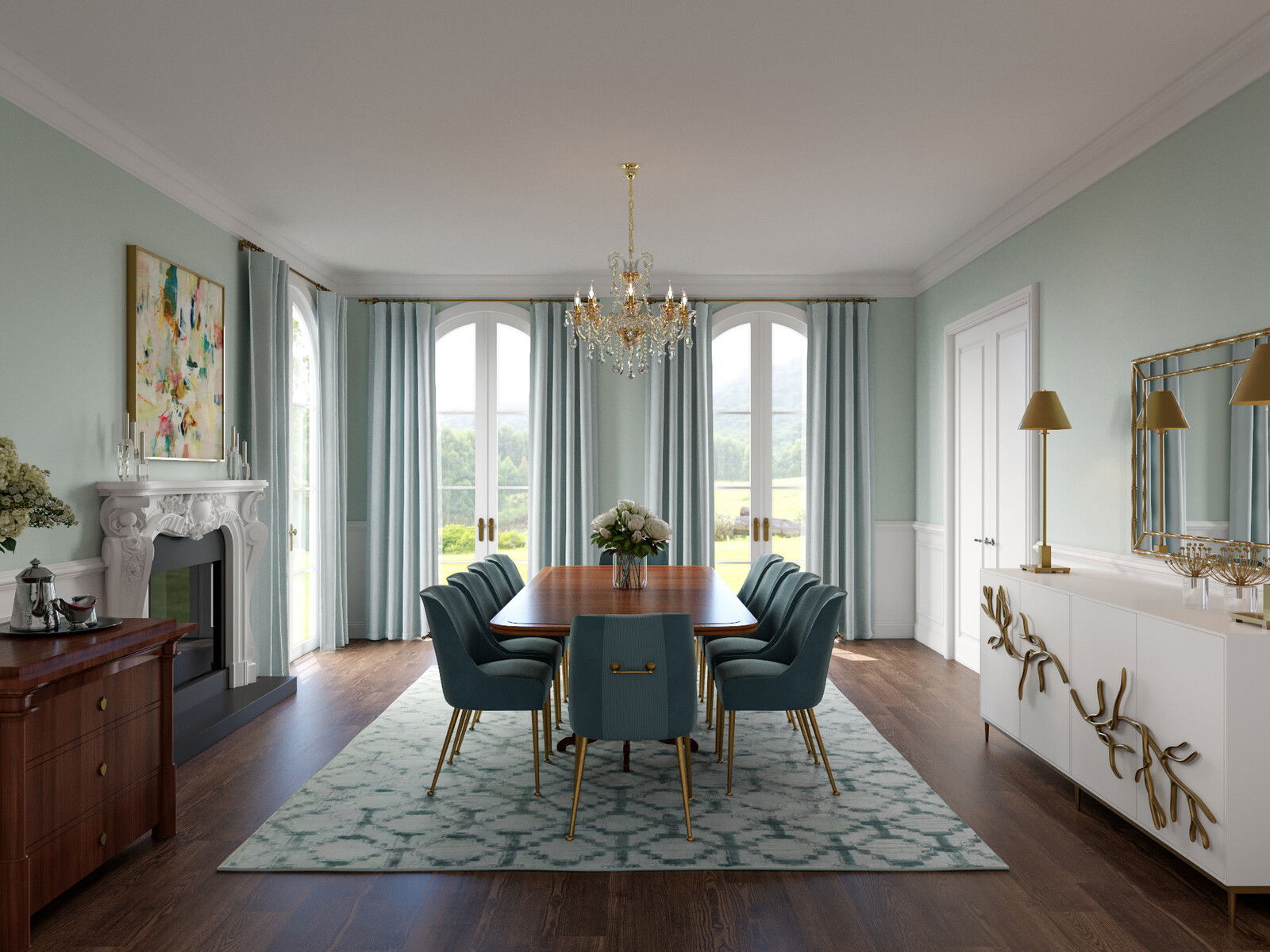Classic and Calm Living & Dining Remodel Rendering thumb