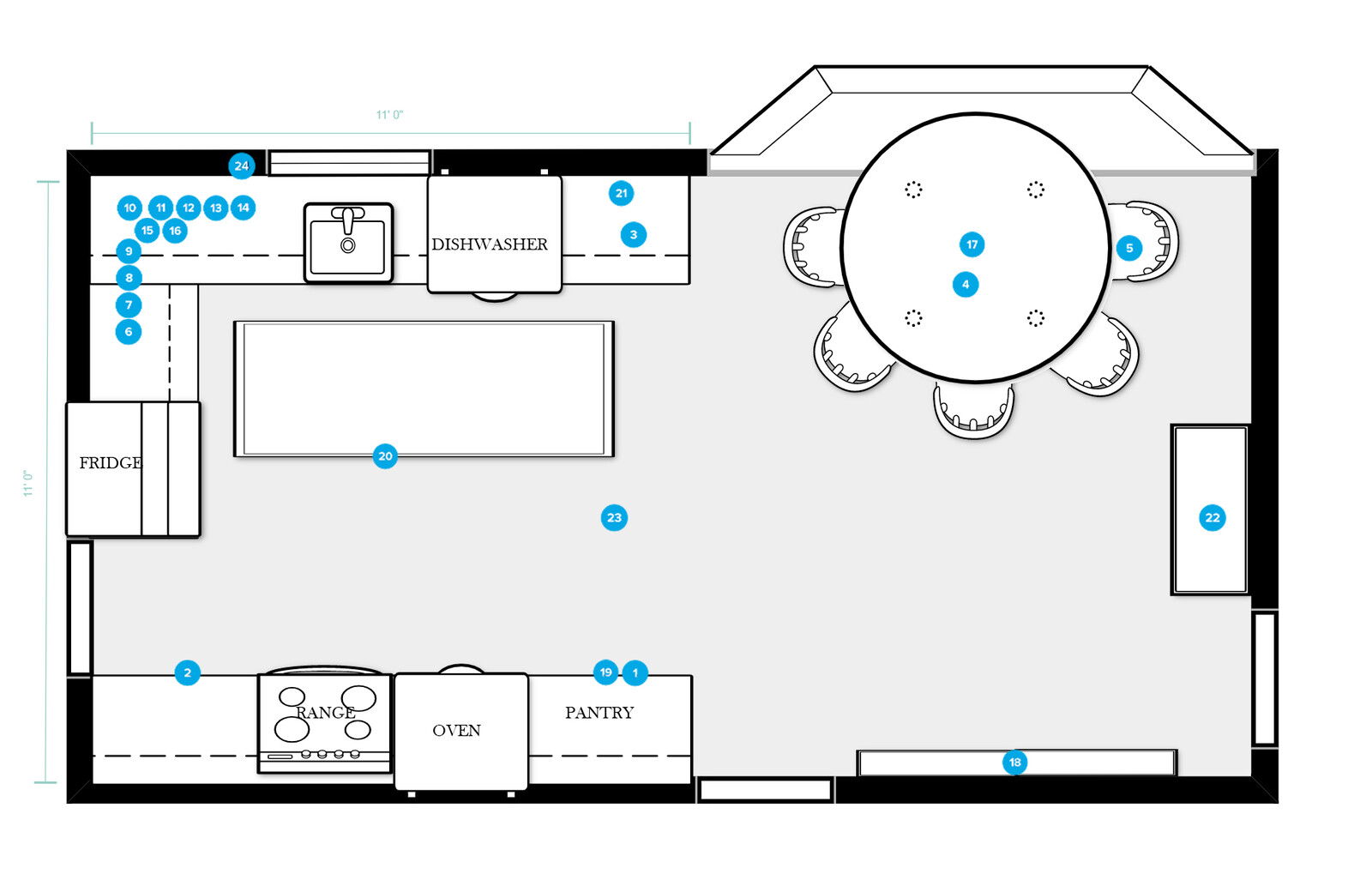 Online Designer Kitchen Floorplan