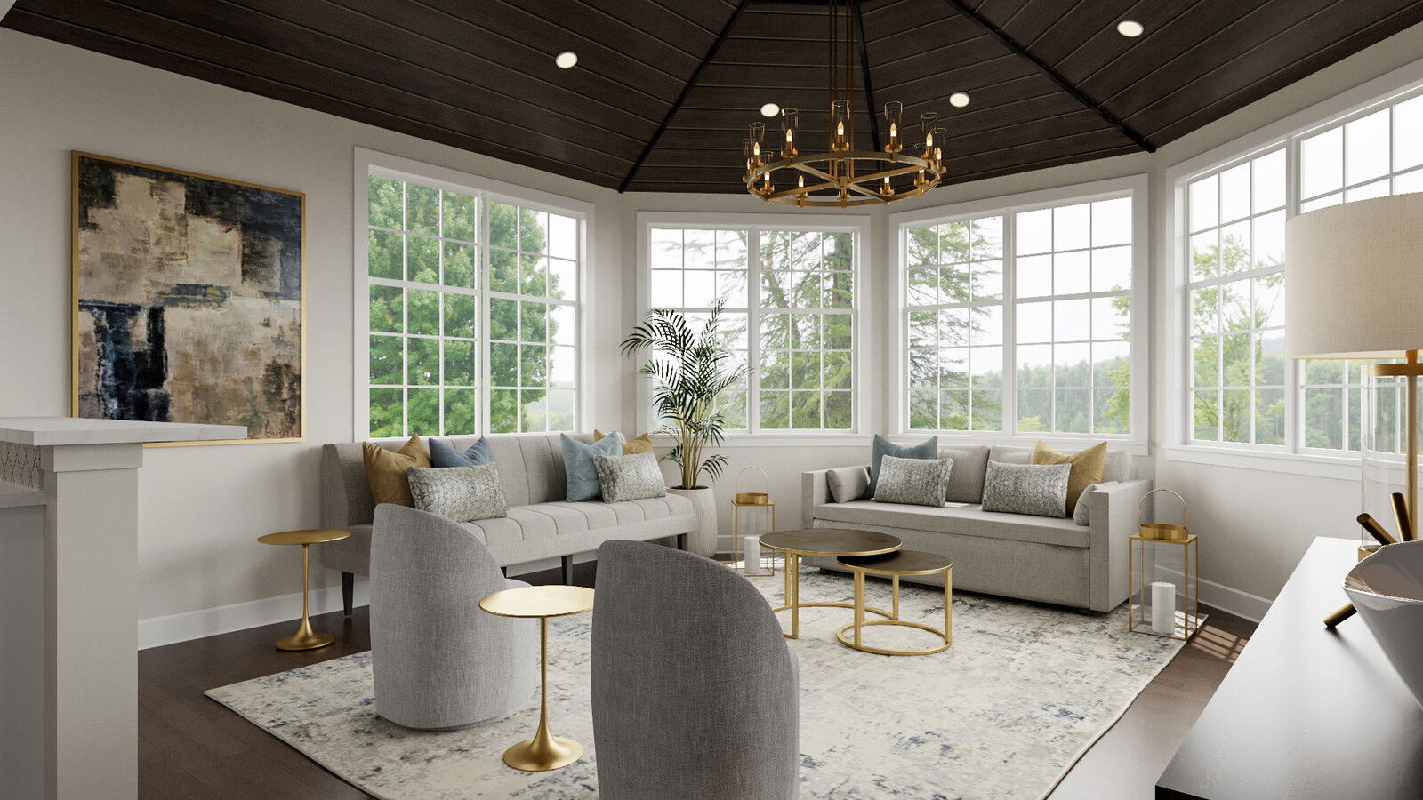 Diseñadores de interiores en línea de combinación de Salón de Estar y Comedor 4