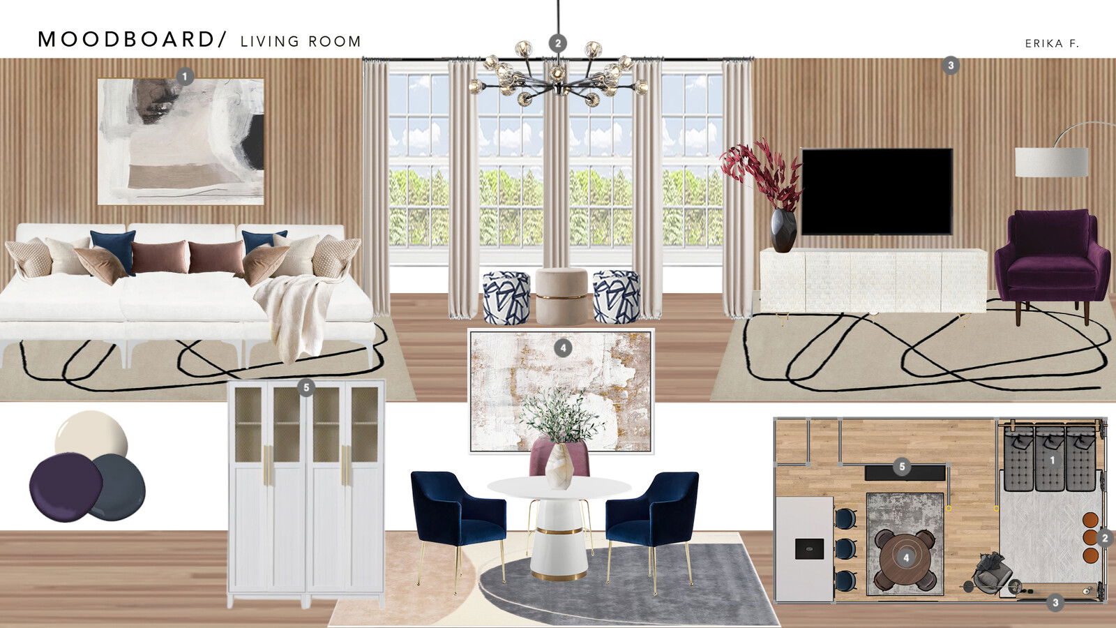 Online Designer Combined Living/Dining Interior Design Ideas