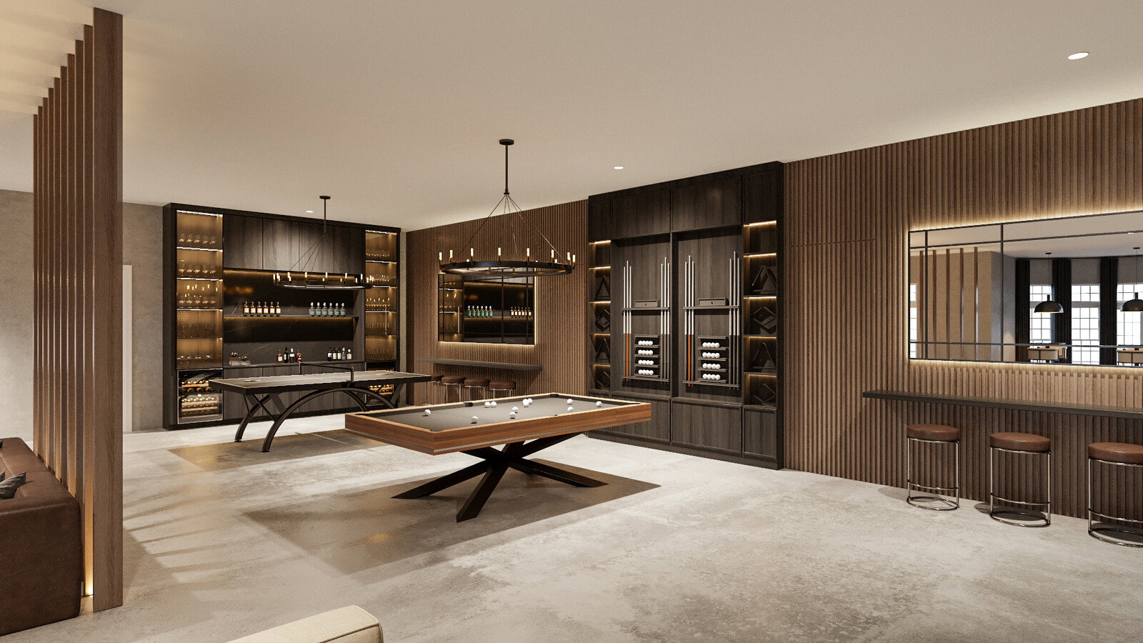 Renderizado de Renovación de la Sala de Entretenimiento Más Cool