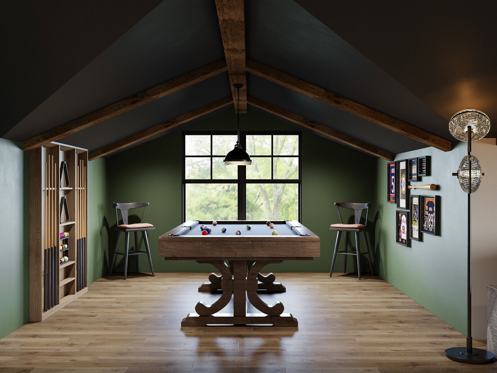 Renderizado de Diseño de Casa con Techos Altos Masculinos y Audaces