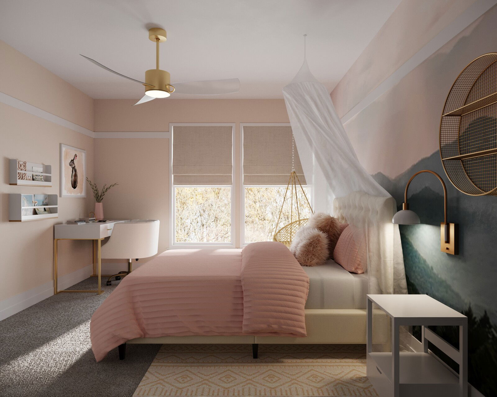 Vaulted Ceiling Home with Dreamy Girl Room