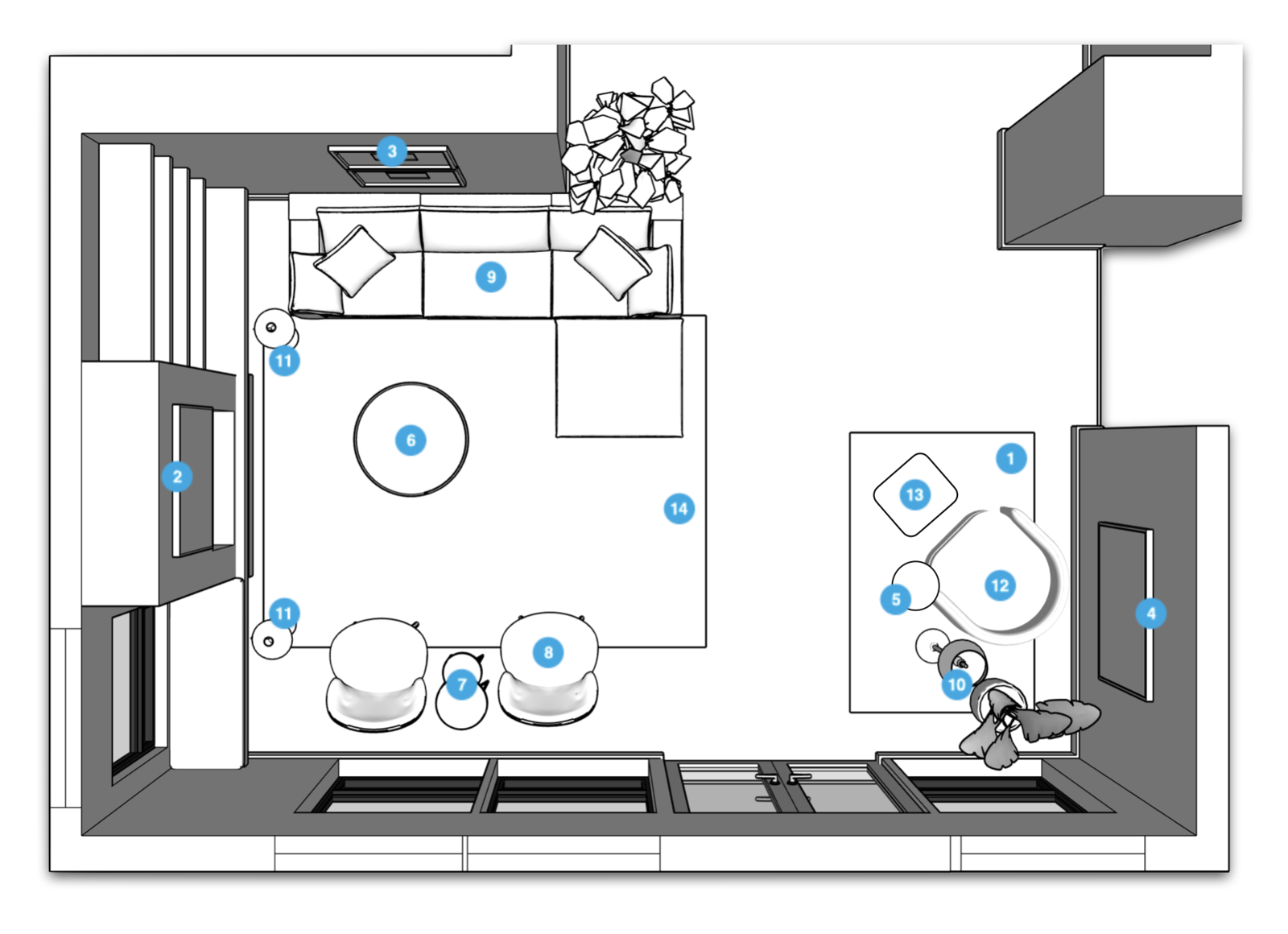 Online Designer Living Room Floorplan