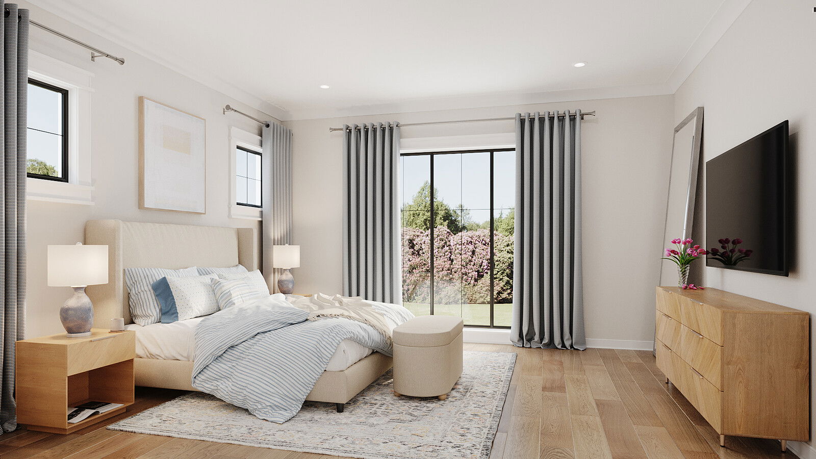 Sophisticated Living Room & Bedroom Remodel Rendering thumb
