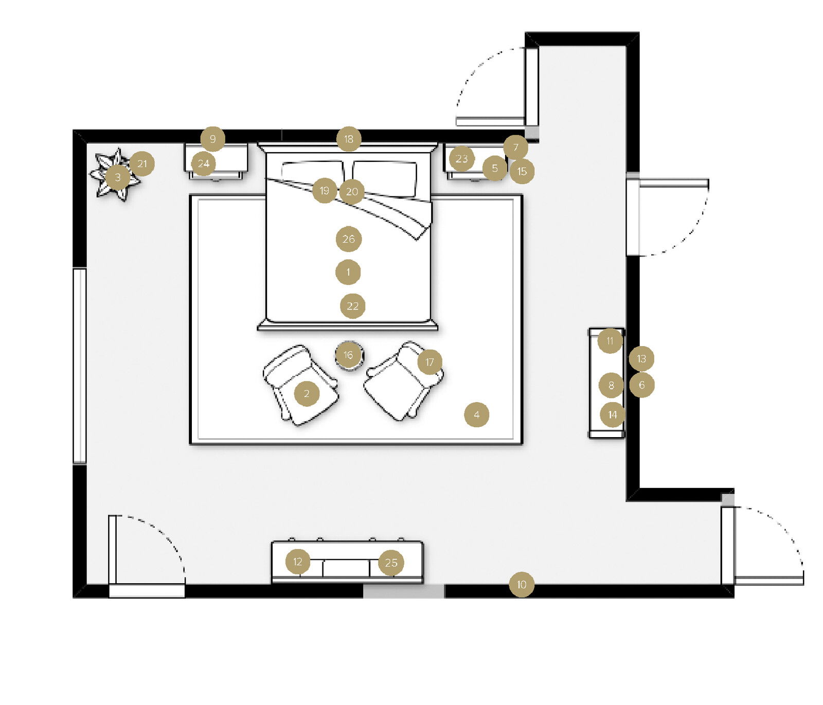 Online Designer Bedroom Floorplan