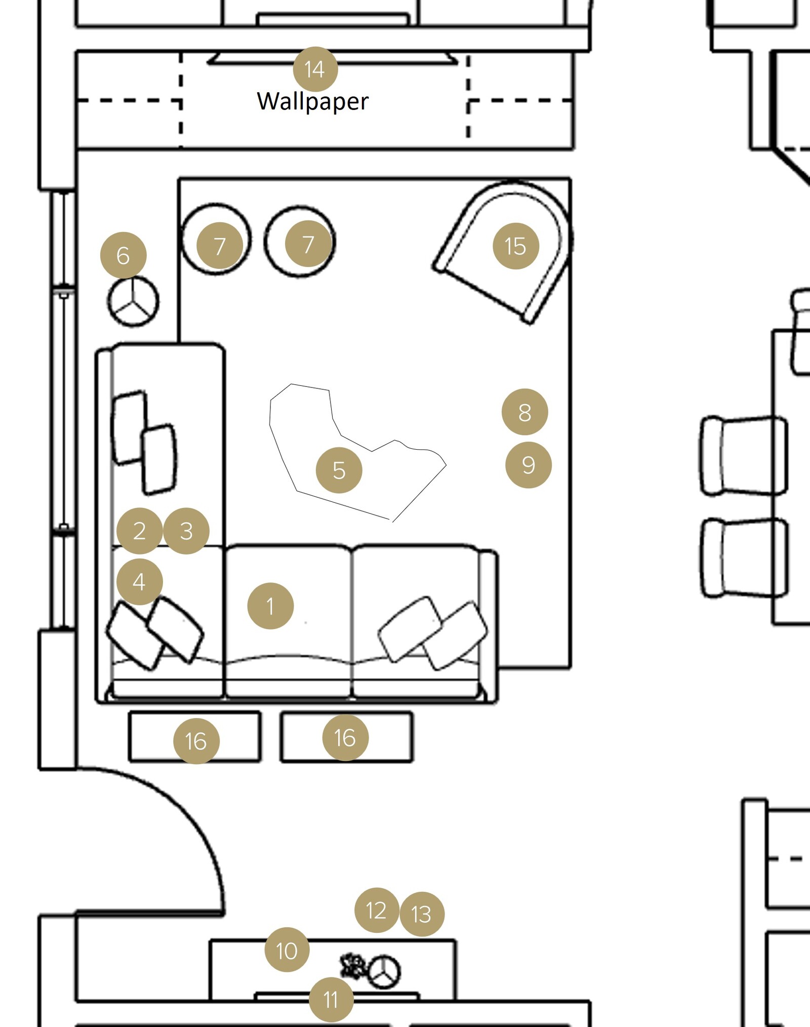 Online Designer Combined Living/Dining Floorplan