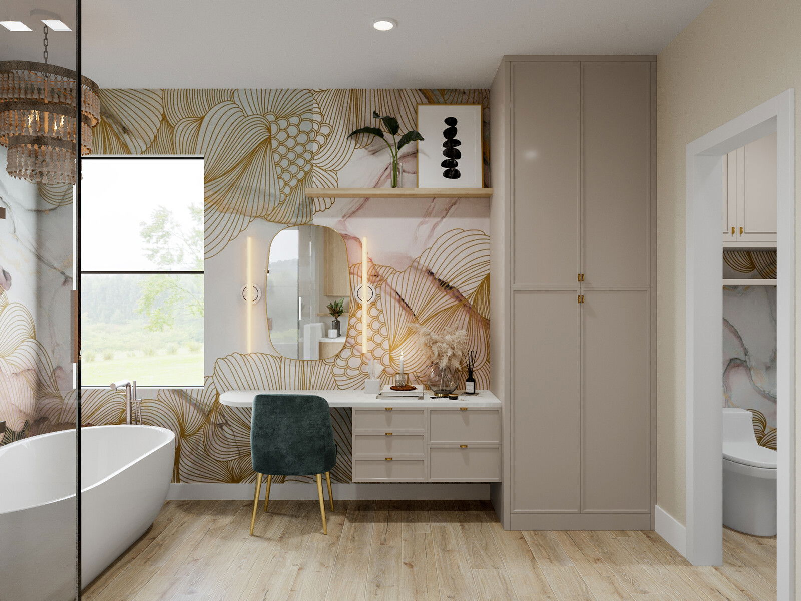 Modern Bathroom Vanity Design Contemporary Bathroom Remodel with Bold Wallpapers