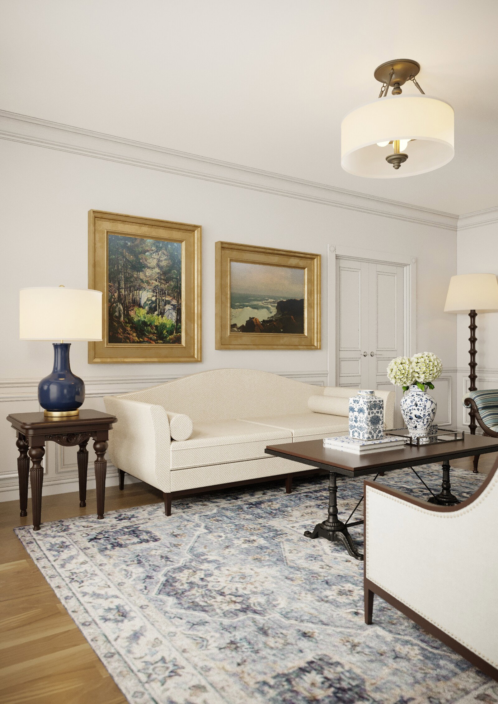 Tablero de inspiración de sala de estar elegante y tradicional atemporal