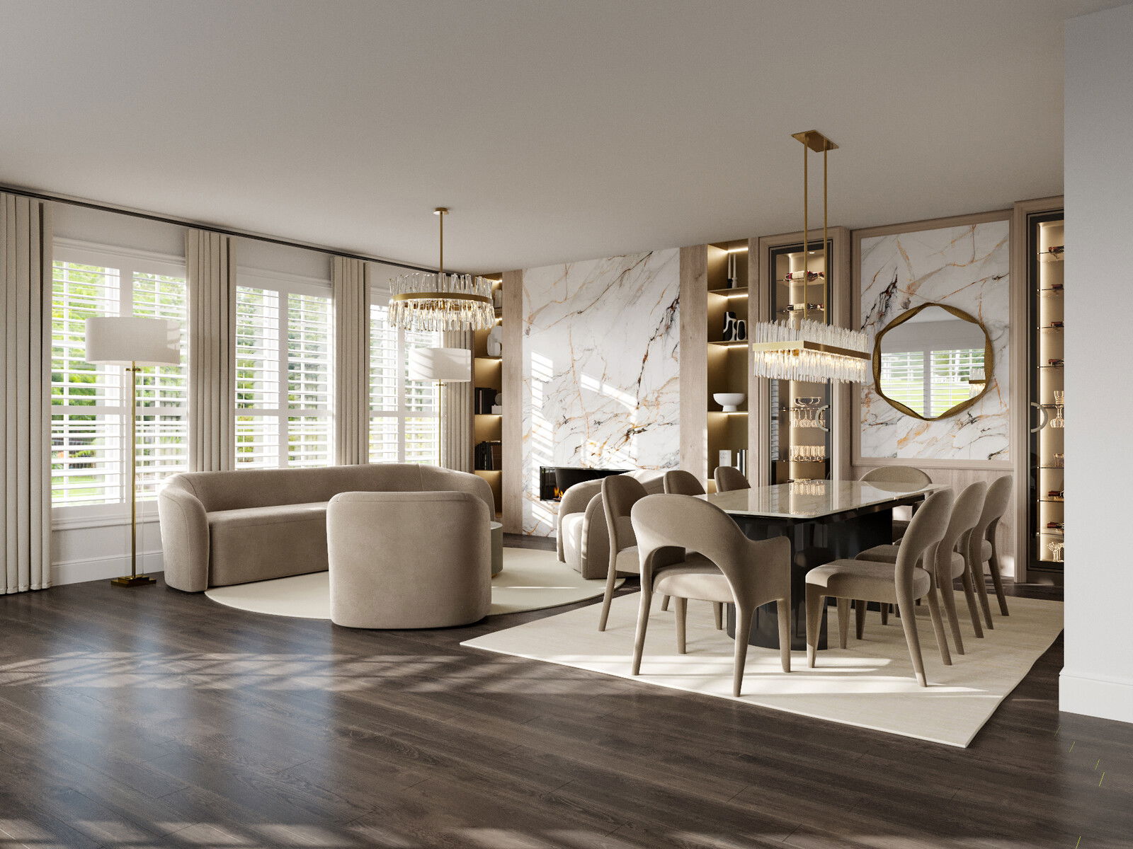 Online Designer Combined Living/Dining 3D Model 2