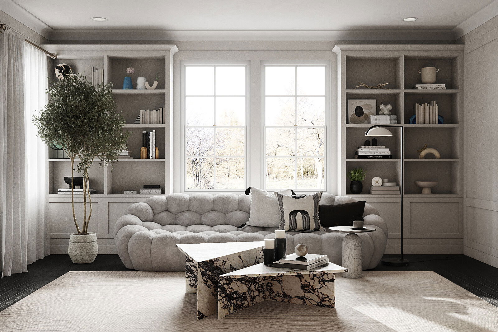 Elegant Living Room Remodel with Bubble Curved Sofa