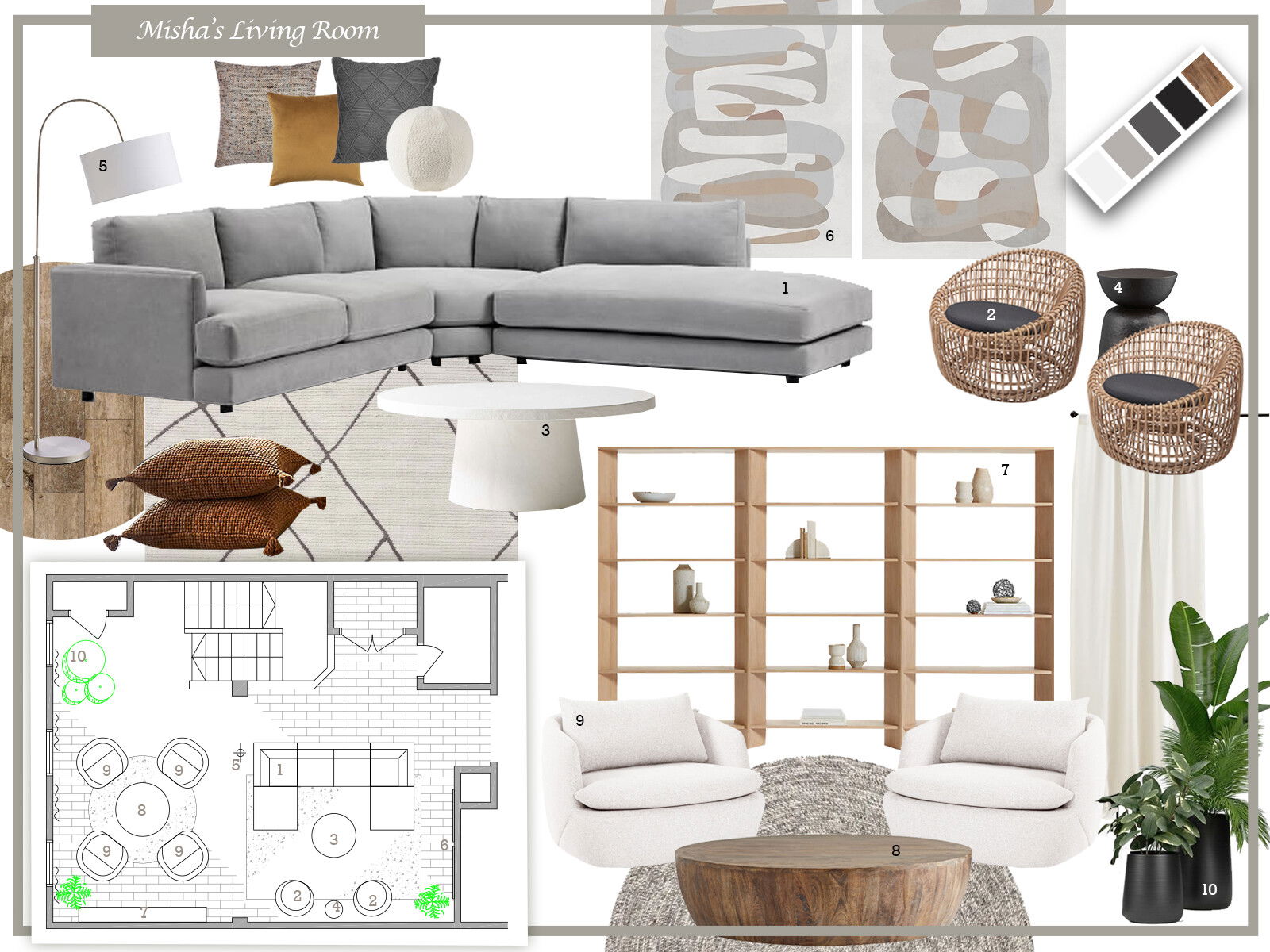Ideas de diseño interior para sala de estar de diseñador en línea