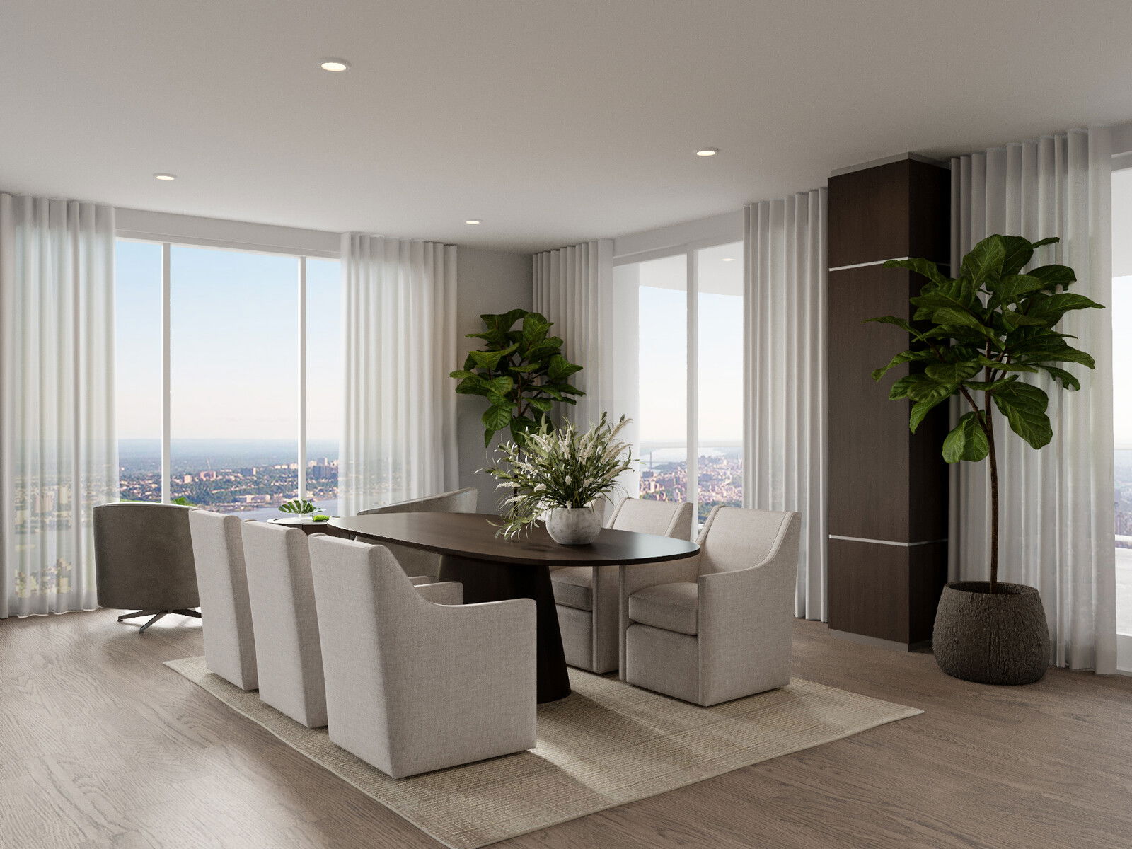 Classic Contemporary Living & Dining Room Rendering thumb