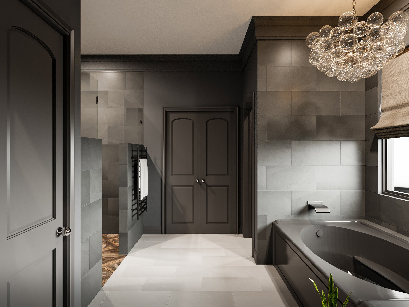 Renderizado de Remodelación de Baño Principal Cargado